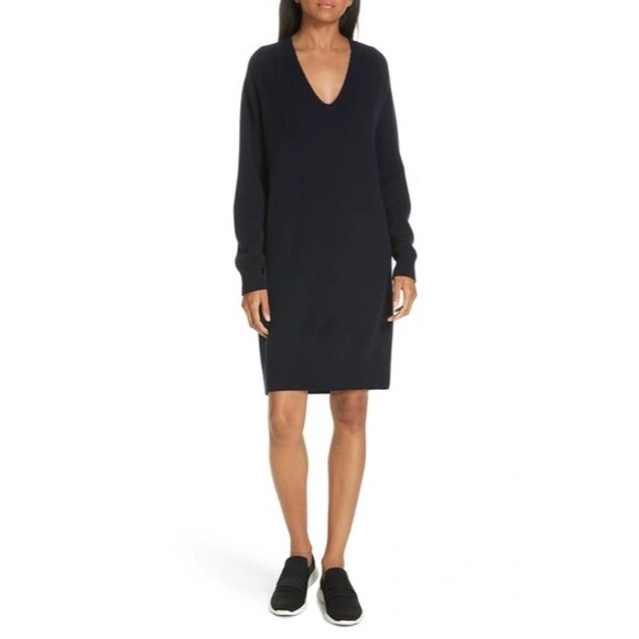 Vince Dresses & Skirts - Vince V Neck Wool Cashmere Sweater Dress Grey Size M